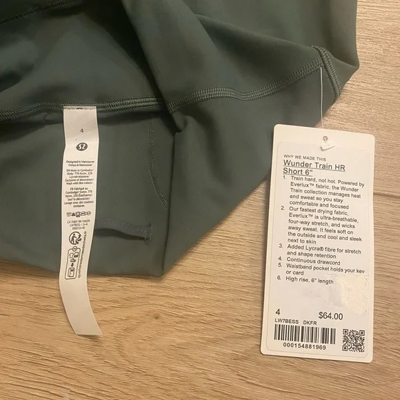 2 pairs Lulu Lemon Wunder Train HR Short 6”- Green & Maroon
